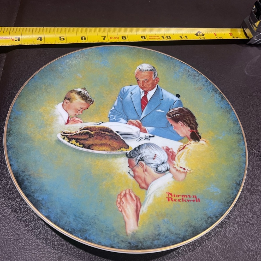 Norman Rockwell Plate with Blue and Red Accents